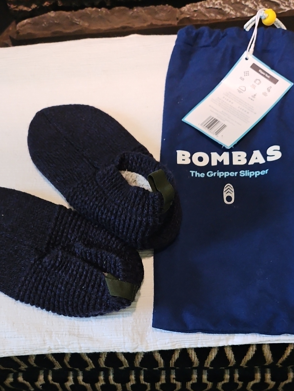 Bombas - The Gripper Slipper Navy Youth Size 11-13 NWT